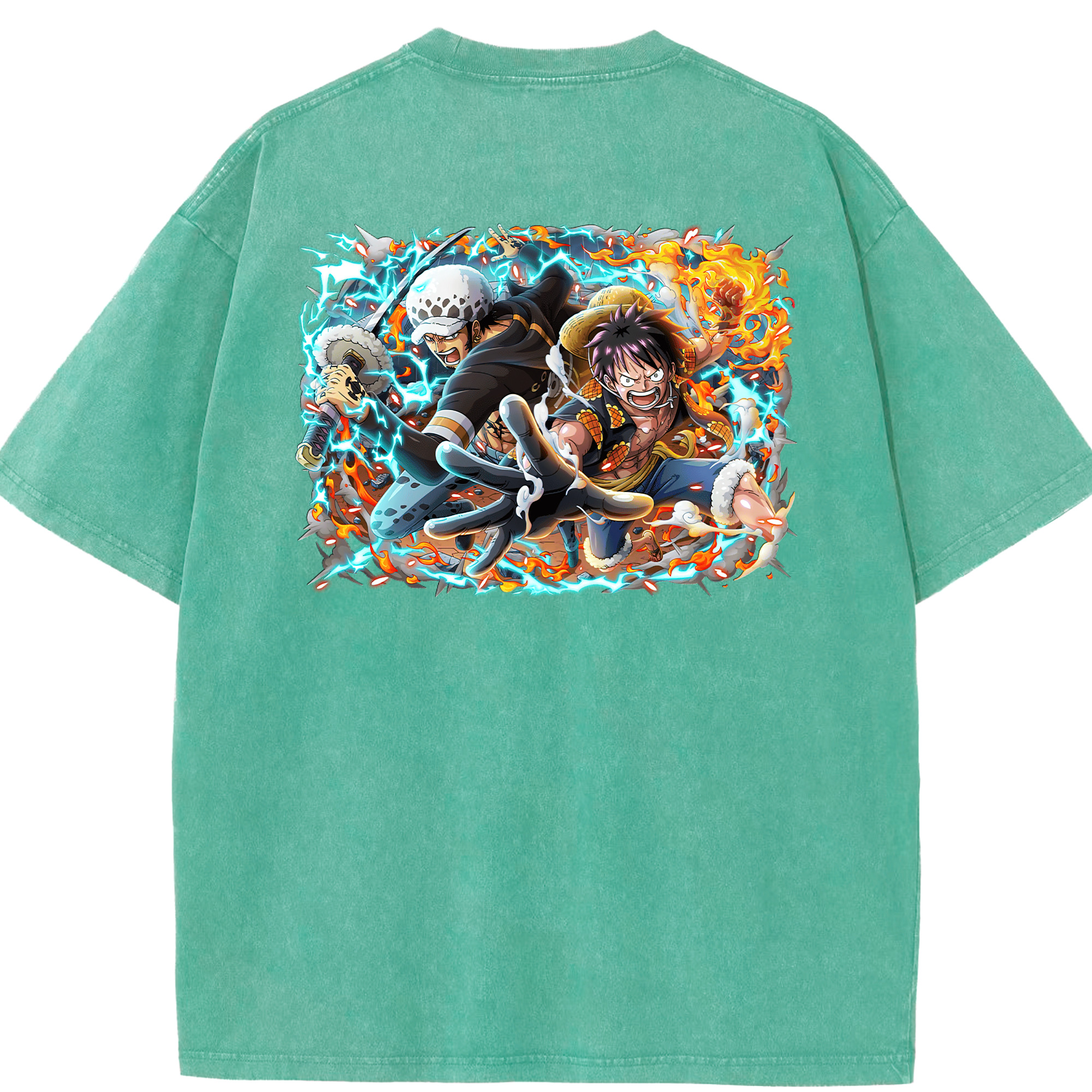 ワンピース モンキー・D・ルフィ ONE PIECE Monkey D. Luffy 綿100% ヴィンテージ風 半袖Tシャツ（背面プリント）